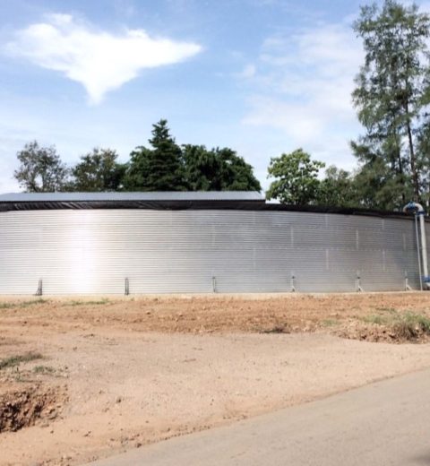 Water tanks at a power plant, Thailand